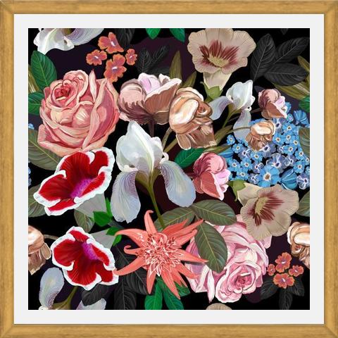 Cuadro Heirloom floral art bouquet black