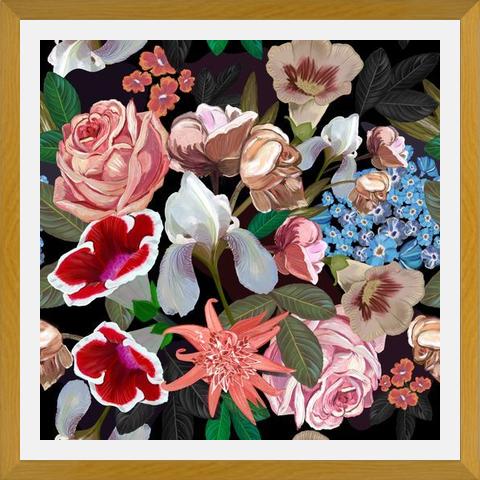 Cuadro Heirloom floral art bouquet black