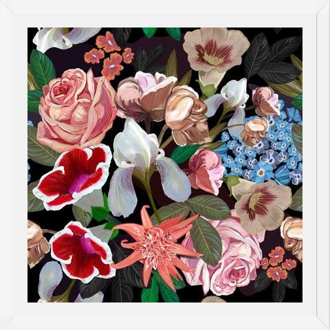 Cuadro Heirloom floral art bouquet black