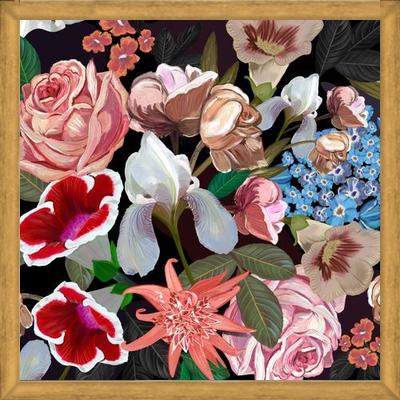 Cuadro Heirloom floral art bouquet black