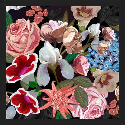 Cuadro Heirloom floral art bouquet black