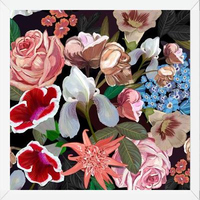 Cuadro Heirloom floral art bouquet black