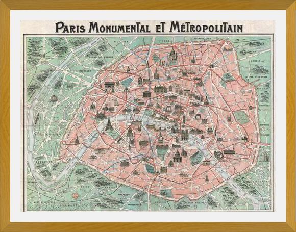 Cuadro Plano ilustrado de Paris en 1932