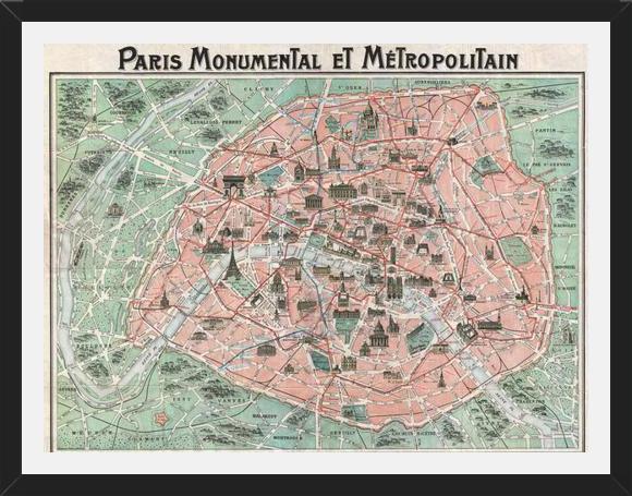 Cuadro Plano ilustrado de Paris en 1932