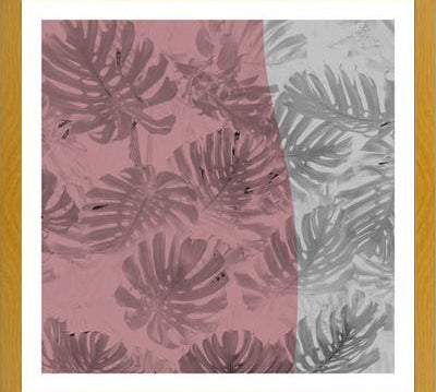Cuadro Tropical Leaves Rose