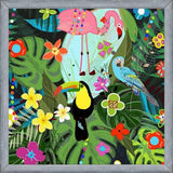 Cuadro Tropical flowers and birds. Vibrant colored botani