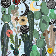 Mantel de Hule Succulents, moon and stars pattern