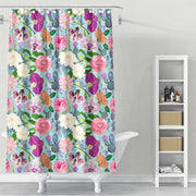 Cortina de Baño orchid succulent and roses colorful pattern