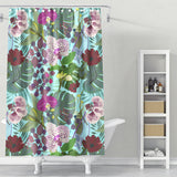 Cortina de Baño Orchid and Cosmos Flower Botanical Floral Pattern