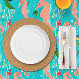 Mantel de Hule Seahorse and Sea Plants. Colorful Underwater Pattern
