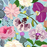 Mantel de Hule Orchid succulent and roses colorful pattern