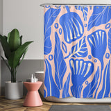 Cortina de Baño Abstract Floral Blue
