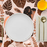 Mantel de Hule Hojas tropicales tonos ocre
