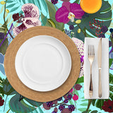 Mantel de Hule Orchid and Cosmos Flower Botanical Floral Pattern