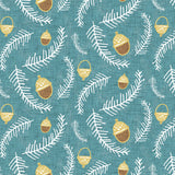 Mantel de Hule Holiday floral acorn blue