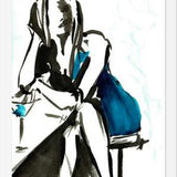 Cuadro mujer sentada de azul