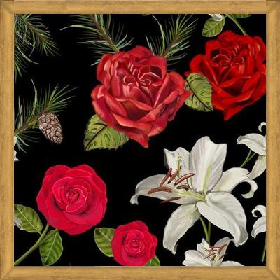 Cuadro Red Rose, Lily and Pine