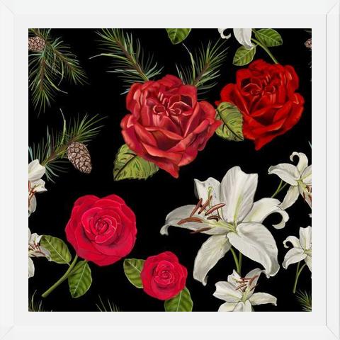 Cuadro Red Rose, Lily and Pine