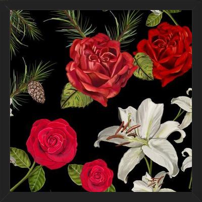Cuadro Red Rose, Lily and Pine
