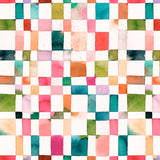 Mantel de Hule Watercolor Checker Orange Green