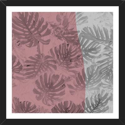 Cuadro Tropical Leaves Rose