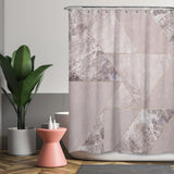 Cortina de Baño Geométrico Mármol y Oro - Rosa