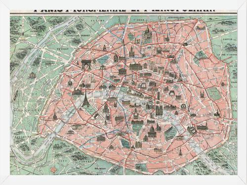 Cuadro Plano ilustrado de Paris en 1932