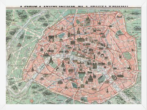 Cuadro Plano ilustrado de Paris en 1932