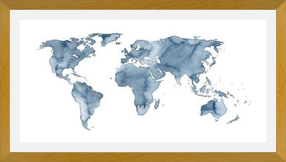 Cuadro Blue World Map
