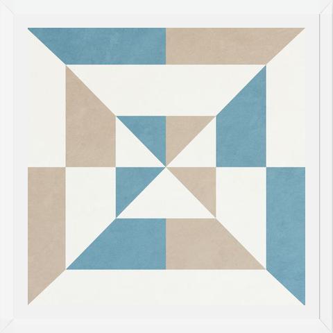 Cuadro Geométrico Azul y Beige