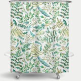 Cortina de Baño Botanical leaves and plants bio green