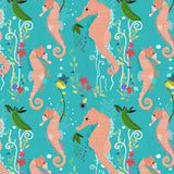Mantel de Hule Seahorse and Sea Plants. Colorful Underwater Pattern