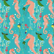 Mantel de Hule Seahorse and Sea Plants. Colorful Underwater Pattern