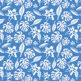 Mantel de Hule Tropical leaves and lily flower blue