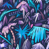 Mantel de Hule Brushstrokes Tropical Palms Navy