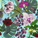 Mantel de Hule Orchid and Cosmos Flower Botanical Floral Pattern