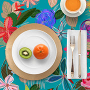Mantel de Hule Vivid Colorful Botanical Flowers Pattern