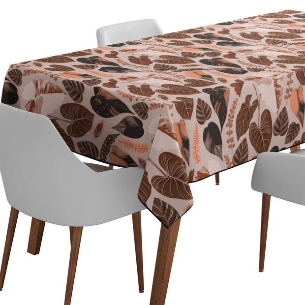 Mantel de Hule Hojas tropicales tonos ocre
