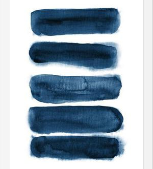 Cuadro Indigo blue watercolor brush strokes