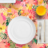 Mantel de Hule Hibiscus Tropical Coral