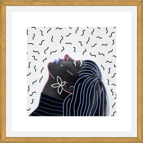 Cuadro Woman Portrait Lines Flower