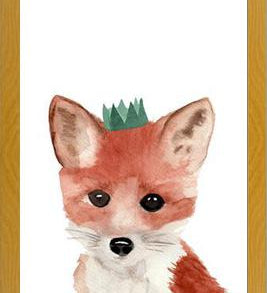 Cuadro Zorrito con coronita verde