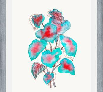 Cuadro Turquoise Pink Watercolor Plant