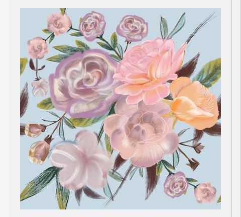 Cuadro Powdery Pastel Hand Drawn Roses Pattern