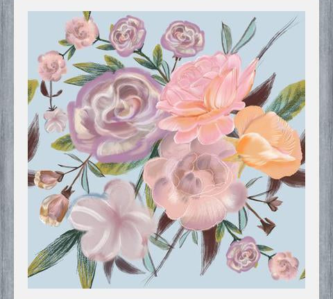 Cuadro Powdery Pastel Hand Drawn Roses Pattern