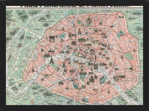 Cuadro Plano ilustrado de Paris en 1932