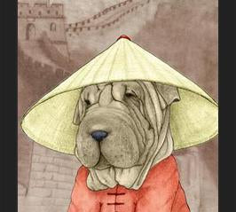 Cuadro Sharpei With The Great Wall
