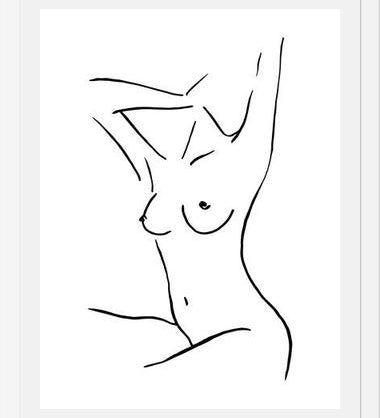 Cuadro Female body sketch 3 - Black and white