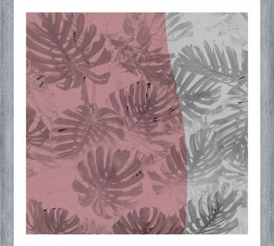 Cuadro Tropical Leaves Rose
