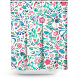 Cortina de Baño Primitive Flowers Green Coral